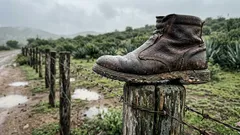 Una bota sobre el poste: el mensaje discreto del camino que casi nunca es accidente